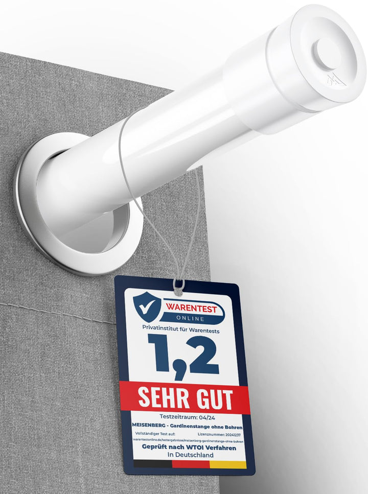 Vorhangstange ohne Bohren - Weiss - Gardinenstange zum Klemmen - Spannstange Ausziehbar - Klemmstang