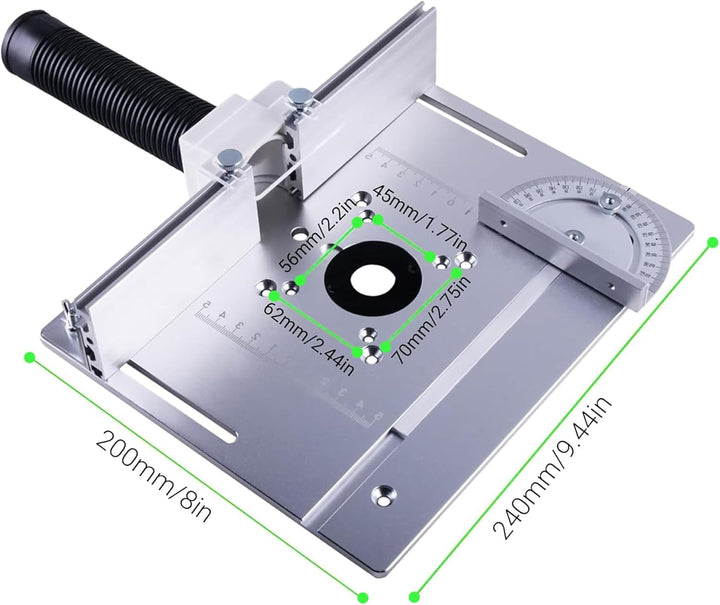 Set mit 3 Frästisch Einlegeplatten, Aluminium Frästisch für Oberfräse mit Halterung Fasenmoment, Tis