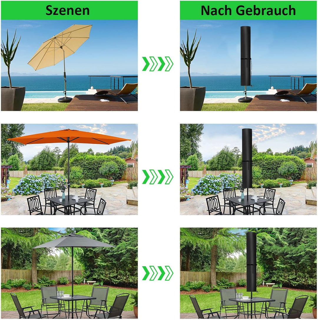 Sonnenschirm Schutzhülle, Ampelschirm Schutzhülle mit Stab für 2m-4m, 600D Abdeckung Ampelschirm Out
