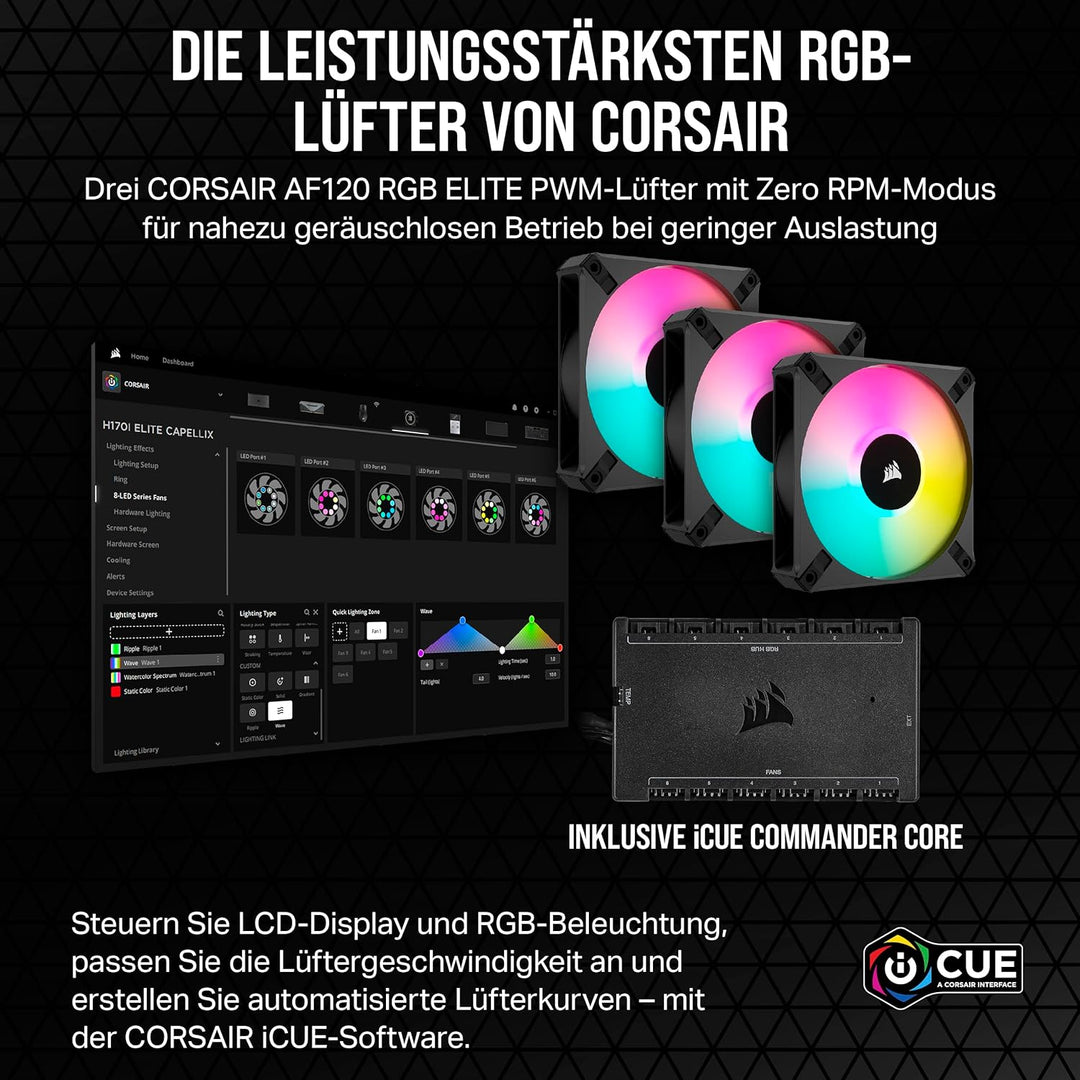 Corsair iCUE H150i Elite LCD XT Flüssig-CPU-Kühler - IPS-LCD-Bildschirm - DREI AF120 RGB -Lüfter - 3
