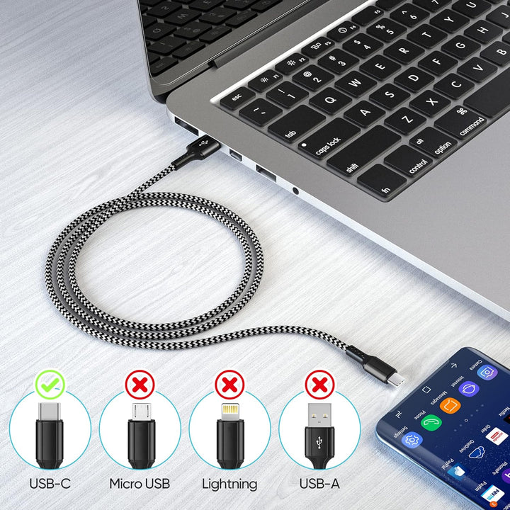 Adaptives Schnellladegerät und 2M USB Type C Nylon Kabel, KAIMENGLONG Fast Charge 3.0 Adapter USB-C