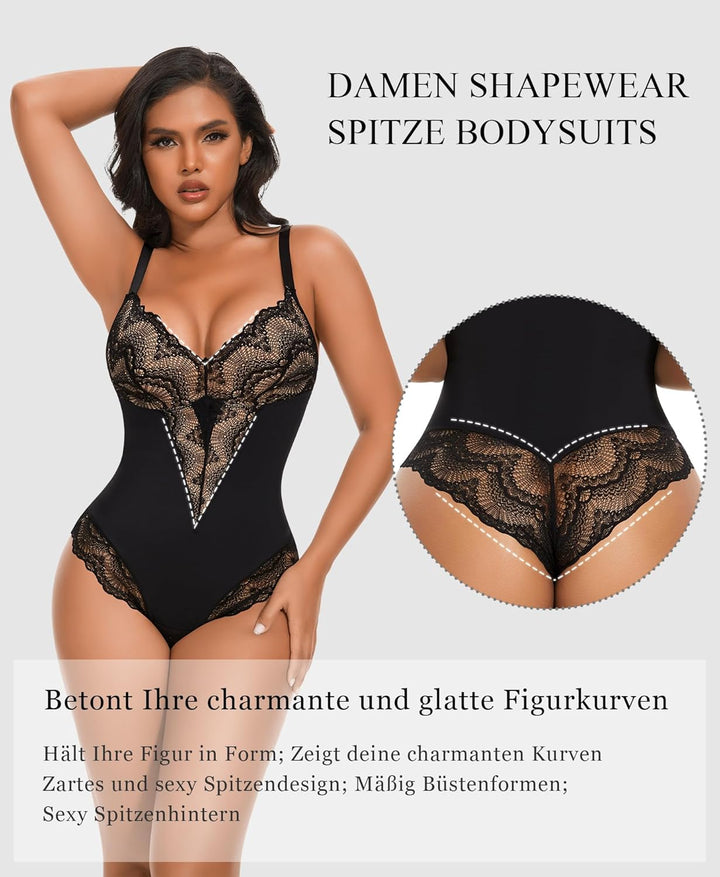 Shapewear Damen Formende Bodysuits Body Shaper Figurformende Unterwäsche Bauchweg Miederbody Spitze