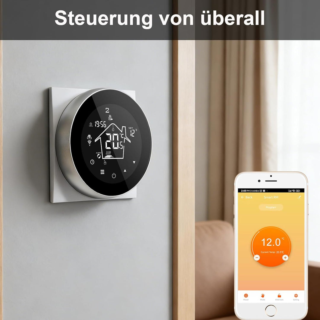 KETOTEK Thermostat Fussbodenheizung Wasser WiFi 3A Unterputz, Programmierbar Raumthermostat Fussbode