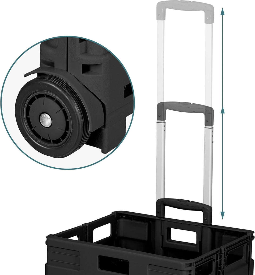 Relaxdays Einkaufstrolley, Klappbar, Einkaufsroller bis 35 kg, Verstellbarer Griff, Mit Rollen, HBT: