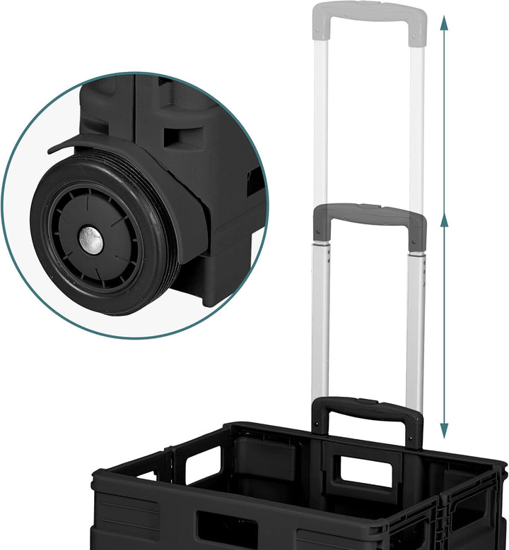 Relaxdays Einkaufstrolley, Klappbar, Einkaufsroller bis 35 kg, Verstellbarer Griff, Mit Rollen, HBT: