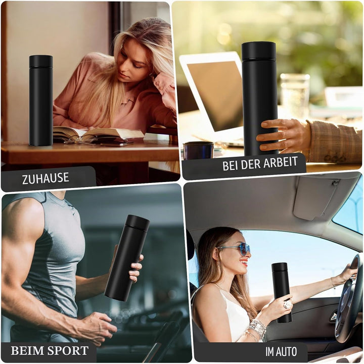 Homealexa 500ml Thermosflasche, Vakuum Isolierbecher Trinkflasche aus 304 Edelstahl, LED-Touchscreen