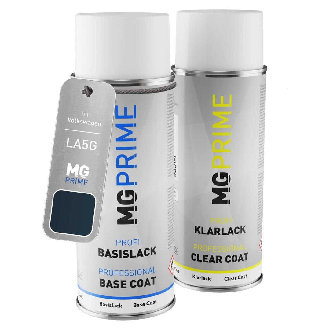 MG PRIME Autolack Sprühdosen Set für Volkswagen VW LA5G / A5G / D3 Perlblau/Pearl Blue Basislack Kla