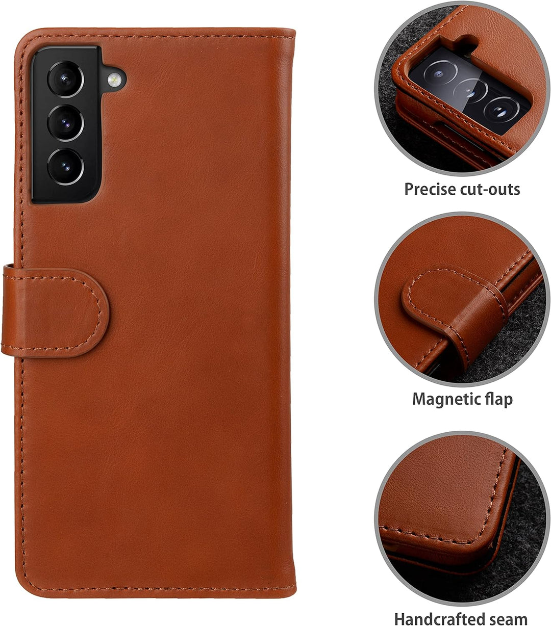 STILGUT Talis kompatibel mit Samsung Galaxy S21 Plus 5G Hülle mit Kartenfach aus Leder, Flip Cover,