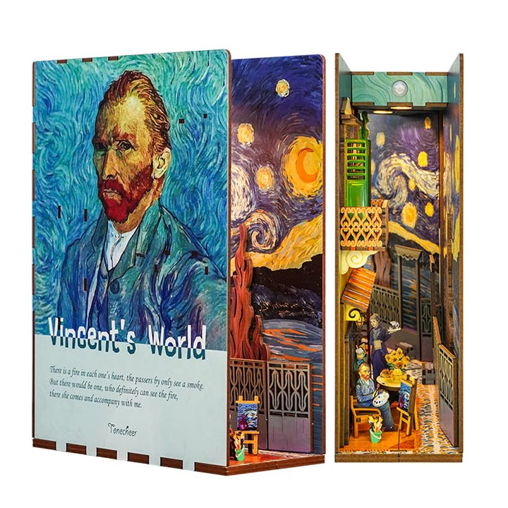 Tonecheer DIY Book Nook Kit 3D Holzpuzzle Modellbausatz für Erwachsene, mit Licht Booknook Bastelset
