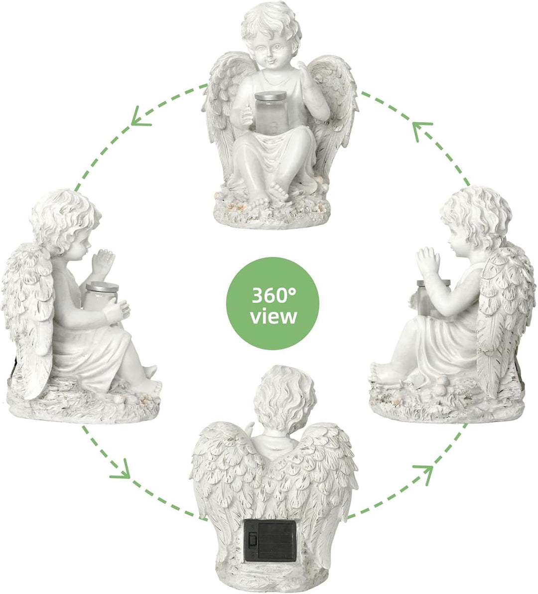 Tuzsocr Engel Gartenfiguren Solar Grablichter für draussen，wetterfest grabschmuck für Friedhof Outdo