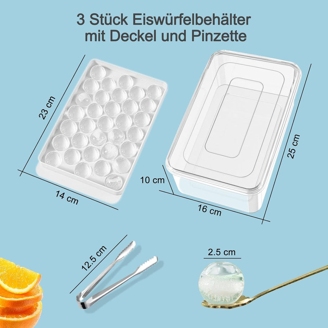 Miaowoof Eiswürfelform mit Deckel und Behälter, 2,5 cm x 99 Stück Runde Eiswürfel, Non-BPA Eiswürfel