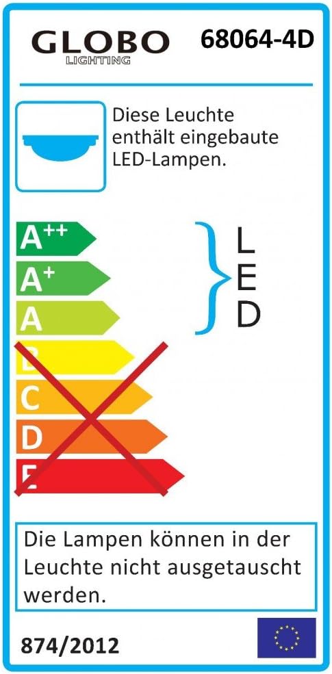 Design 22,4W LED Decken Wand Leuchte Lampe Wohnzimmer Globo TSCHURADPRA 68064-4D