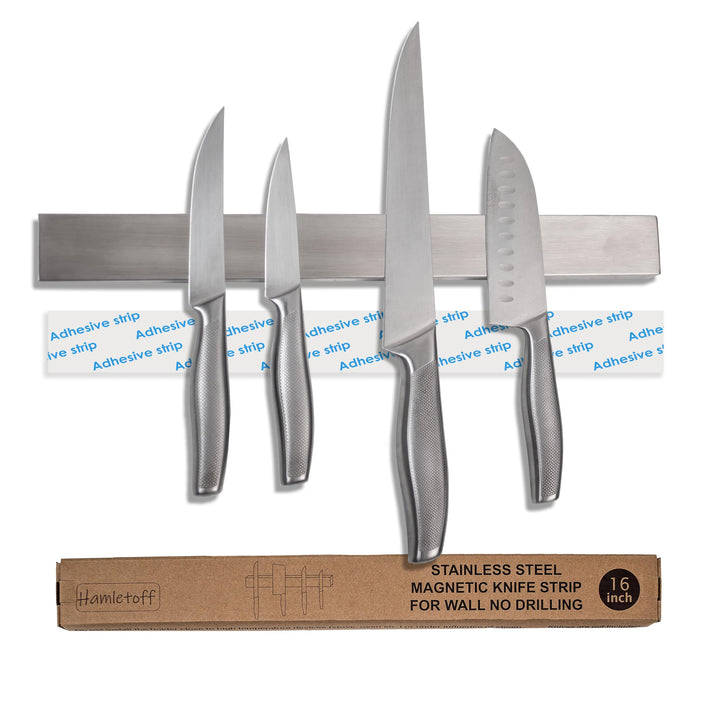 Premium Magnetischer Messerhalter für Wand ohne Bohren - 40.6 cm Edelstahl Magnetischer Messerhalter