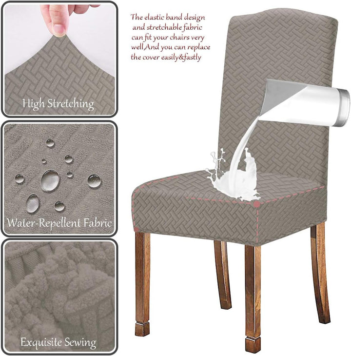 KELUINA Stretch wasserdichte Jacquard mit langem Gitter Esszimmer Stuhlhussen Home Decor, Stuhlhusse