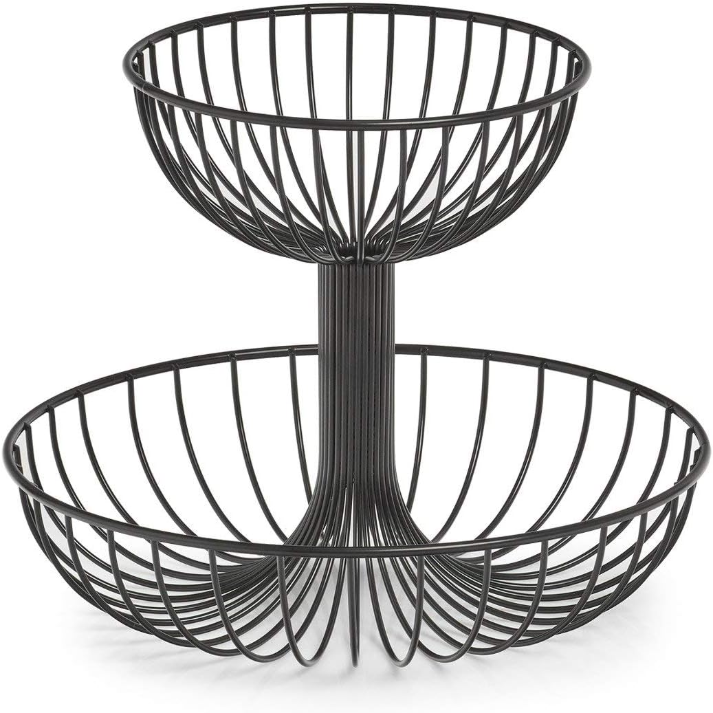 Zeller 27415 Obst-Etagere, 2-lagig, Metall, schwarz, ca. Ø 32 x 25,8 cm, Obstschale, Etagere, Aufbew
