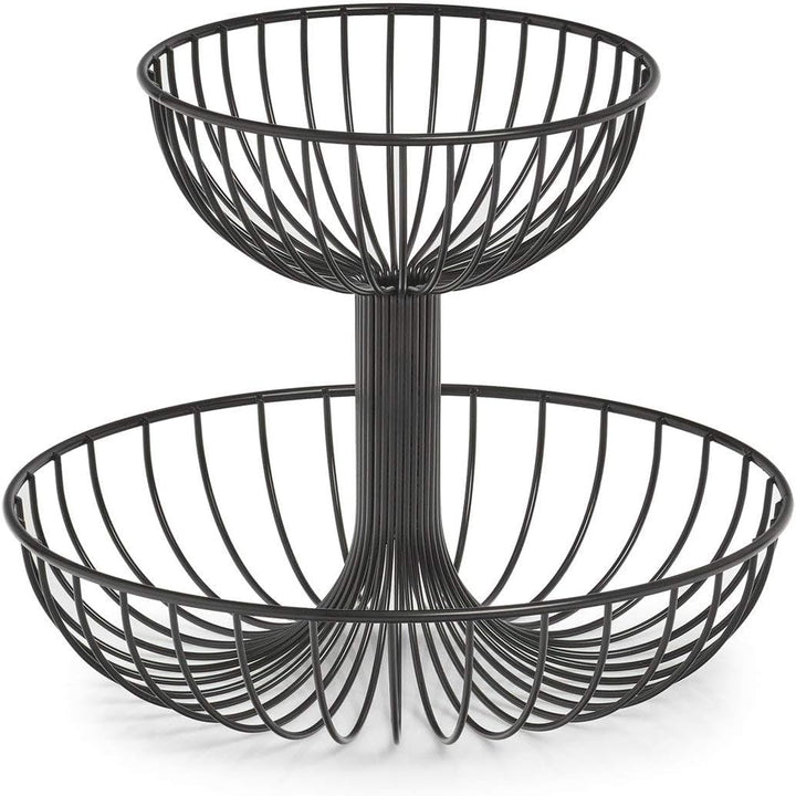 Zeller 27415 Obst-Etagere, 2-lagig, Metall, schwarz, ca. Ø 32 x 25,8 cm, Obstschale, Etagere, Aufbew