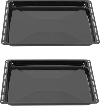 ICQN Backblech 455x375x30 mm Set, 2er Emaillierte Fettpfanne für Backofen und Herd, Passend für Bosc