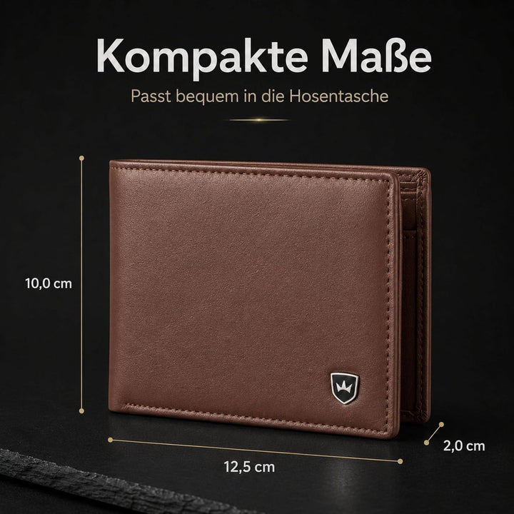 Kronenschein® Geldbörse Herren Leder mit RFID Schutz I Echtleder Portemonnaie gross I Geldbeutel für