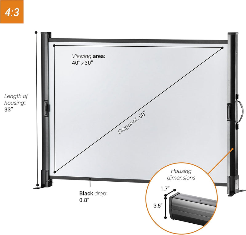 celexon tragbare Business- und Heimkino-Beamer-Leinwand mit Tragegriff Tisch-Leinwand aus Fieberglas