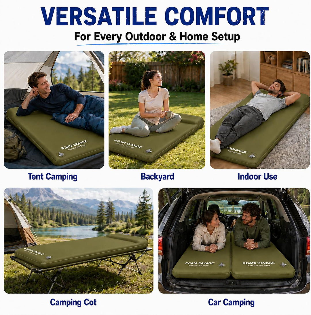 ROAM SAVAGE Selbstaufblasende Campingmatte mit integriertem Kopfkissen