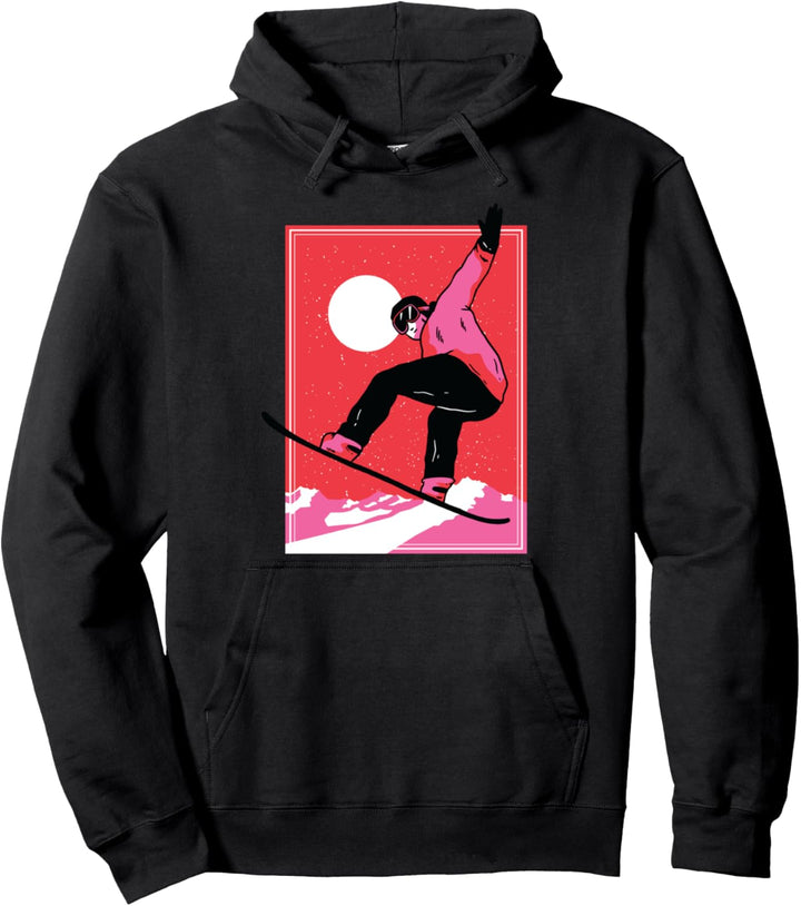 Snowboarden Design mit Sowboarder beim Sprung und Sonne Pullover Hoodie