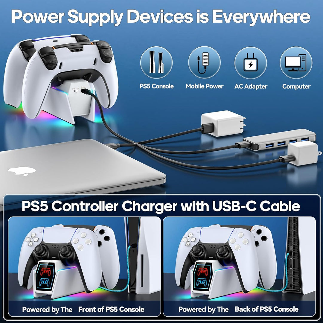 PS5 Controller Ladestation, RGB PS5 Zubehör Ladestationen für PS5 Controller & Edge Controller, PS5