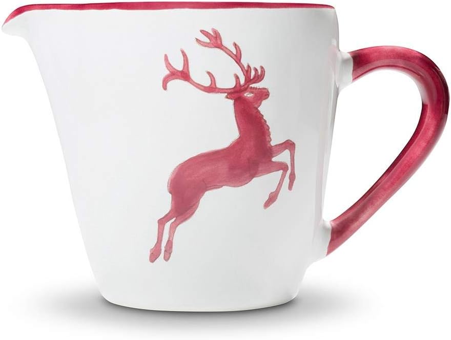 GMUNDNER KERAMIK Milchgiesser Gourmet Füllmenge : 0.2 Liter bordeauxroter Hirsch Geschirr, handgemac