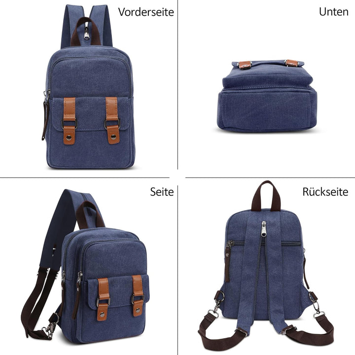 DORRISO Herren Rucksack Damen Klein Tagesrucksäcke Mode Brusttasche Sling Bag Leinwand Schultertasch