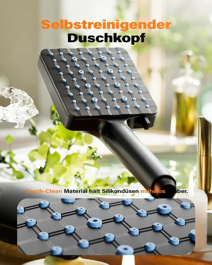 Cobbe Duschkopf mit Filter, Hochdruck Handbrause mit Filtration in 20 Schichten, 6 Strahlarten Quadr