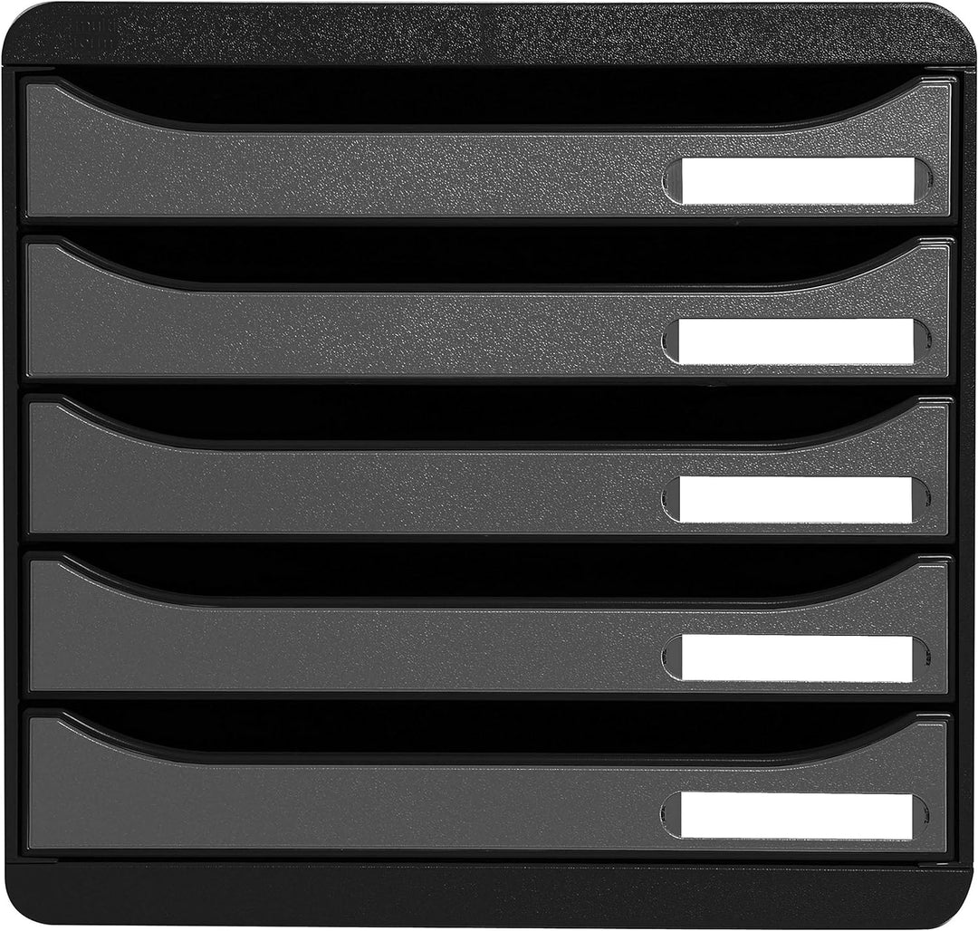 Exacompta 309738D Premium Ablagebox mit 5 Schubladen für DIN A4+ Dokumente. Stapelbare Schubladenbox