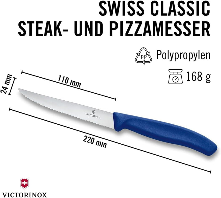 Victorinox, Swiss Classic, Profi Steakmesser-Set, 6-teilig, Extra Scharfe Klinge, Wellenschliff, 11