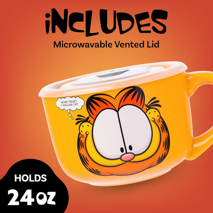 Silver Buffalo Garfield Keramik-Suppentasse mit belüftetem Kunststoffdeckel, 680 ml Garfield Never T