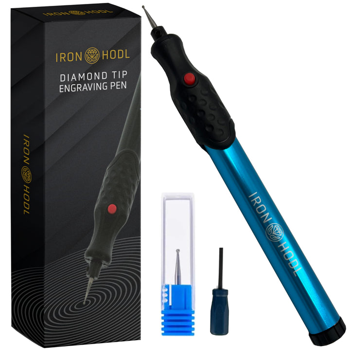IRON HODL - Gravierstift mit Diamantspitze für Metall, Keramik, Glas gravieren - 2X AAA Batteriebetr