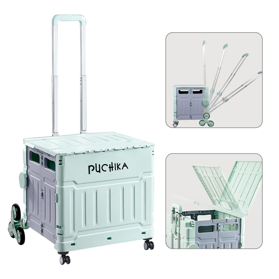 PUCHIKA Einkaufstrolley klappbar, Einkaufswagen Trolley, Einkaufstrolley mit Deckel, Shopping Trolle