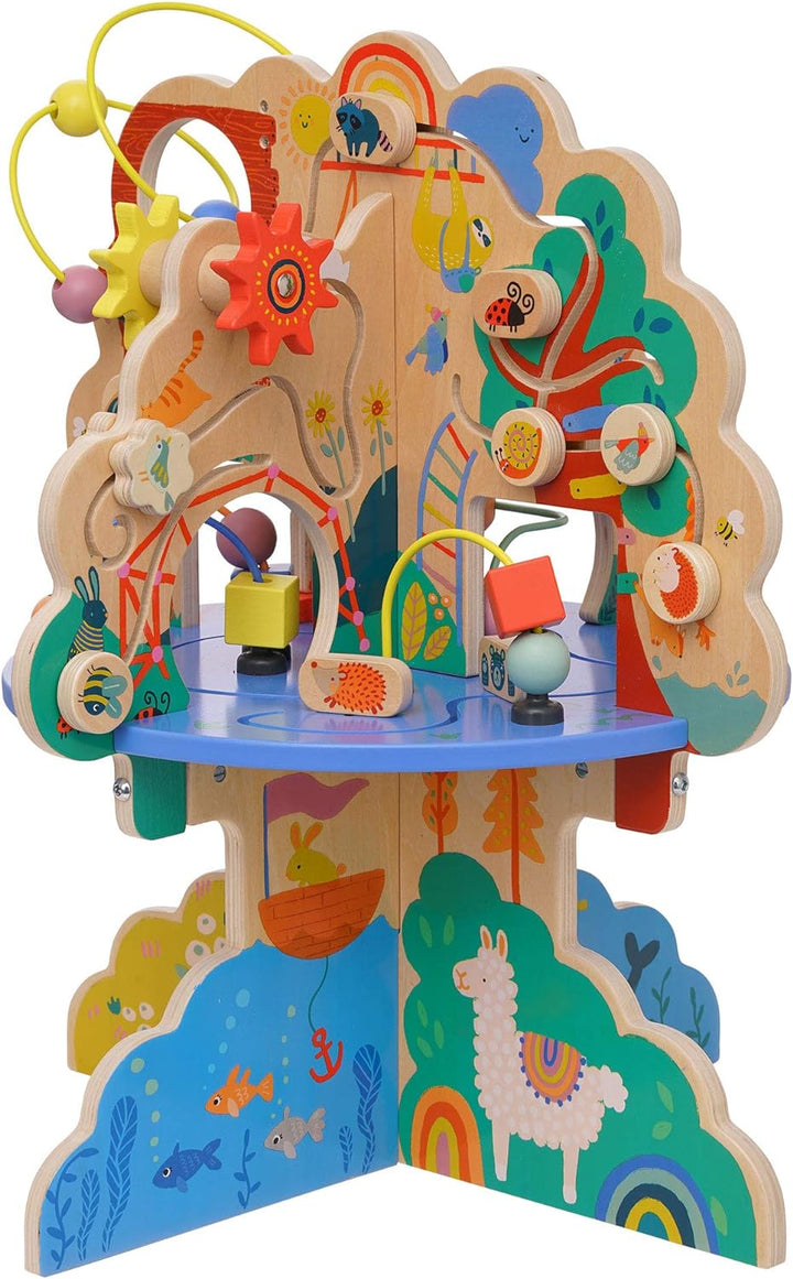 Manhattan Toy 160810 Playground Adventure Spielplatz-Abenteuer-Aktivitätszentrum aus Holz mit Segelf