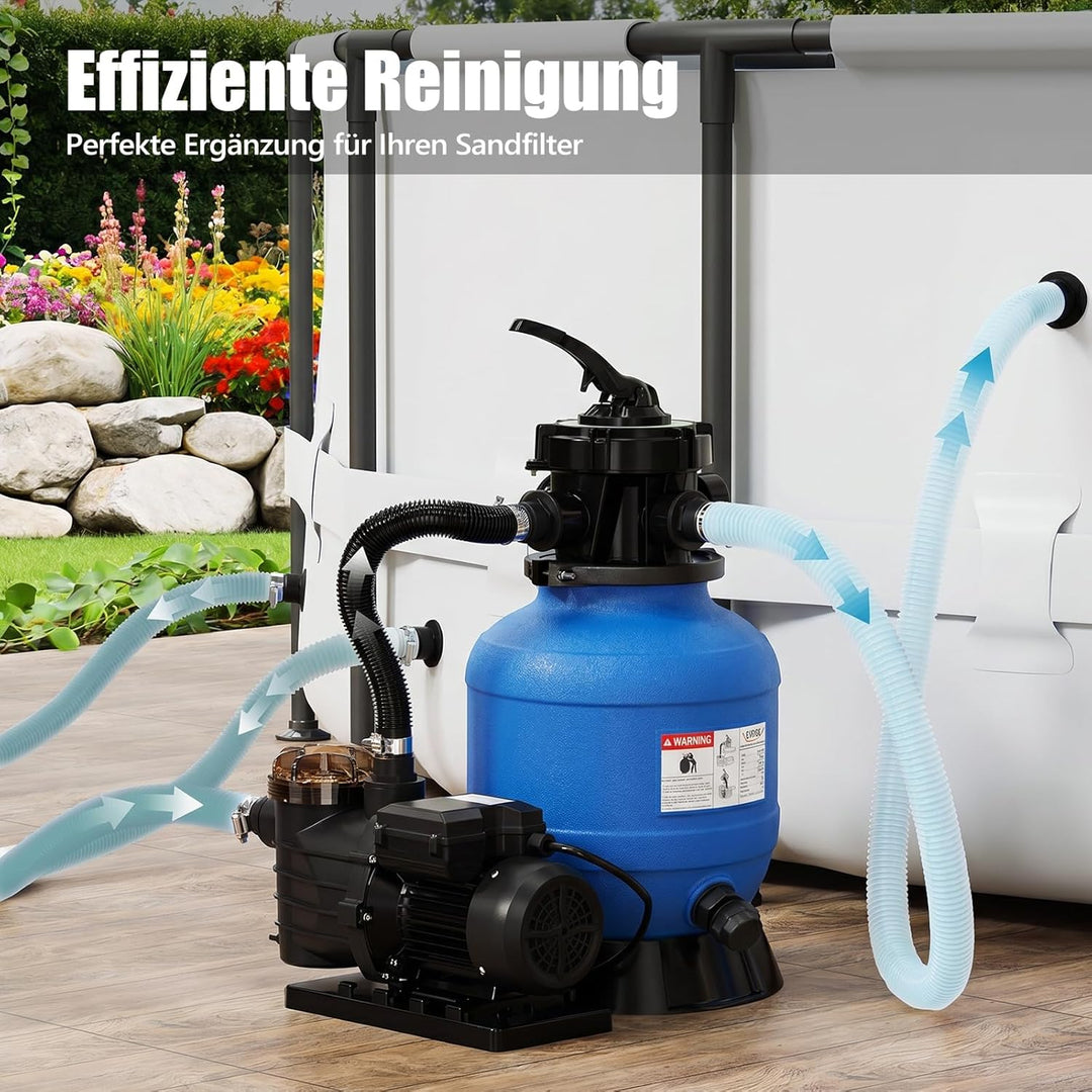 LEADZM Poolpumpe 13000 l/h, energieeffiziente Filterpumpe (550 W) für Pools bis 37.000 l, Förderhöhe