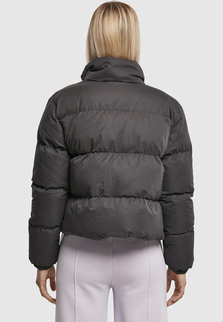 Urban Classics Damen Ladies Short Peached Puffer Jacket Jacke S Schwarz, S Schwarz