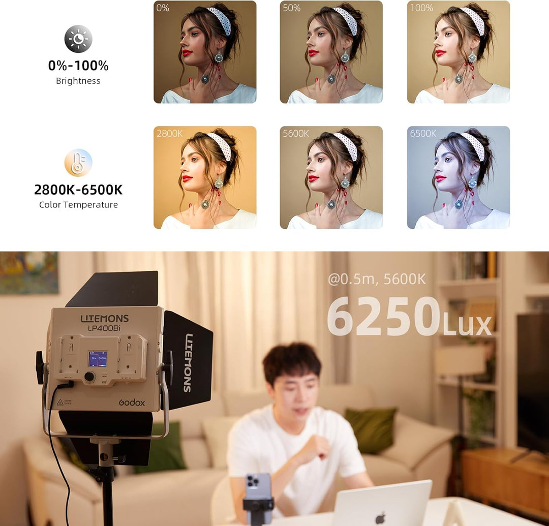 GODOX LITEMONS LP400Bi LED Video Light, Fotografie Zubehör, CCT Zweifarbige Temperatur 2800K-6500K 3