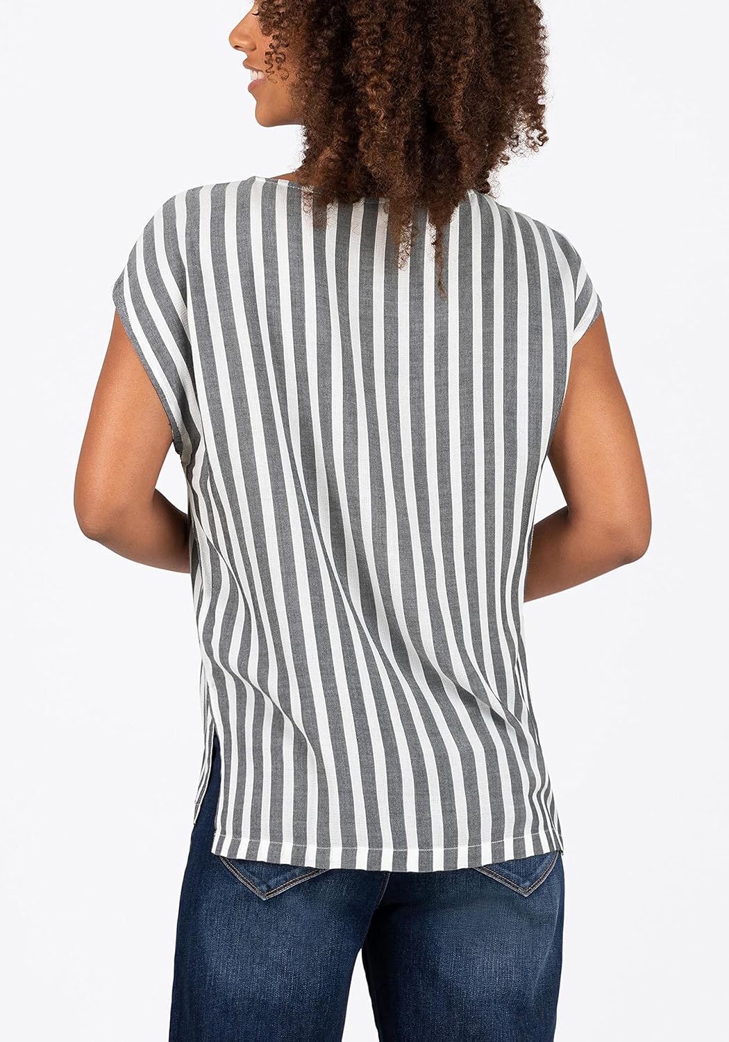 Timezone Damen Striped Airy Top T-Shirt XL Grey White Stripe, XL Grey White Stripe