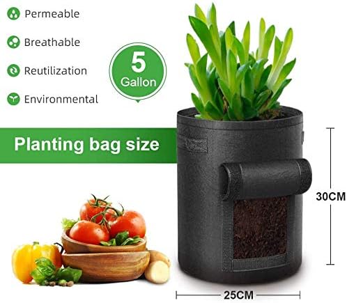 LITLANDSTAR Potato Growing Bag, 5-Pack 5 Gallonen Vegetable Growing Plant Bags mit Sichtfenster und