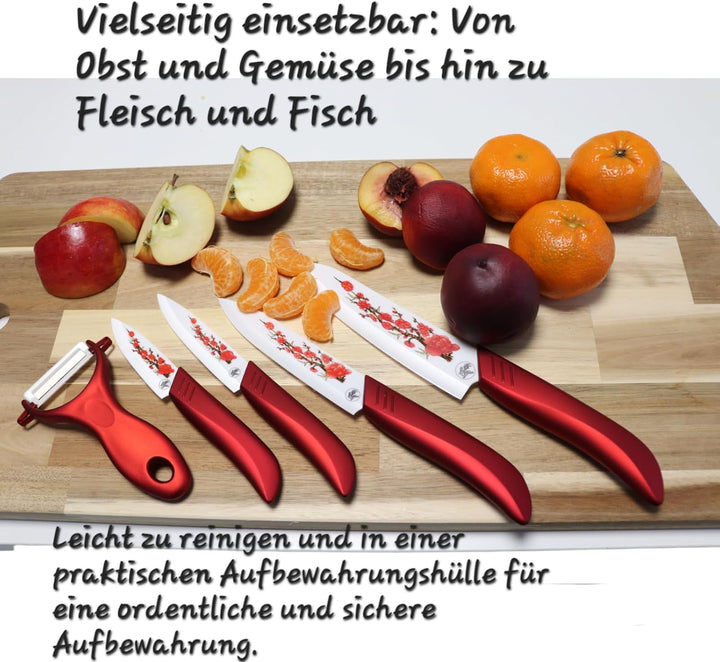 Keramik Messer Set 5-tlg. – Premium Kochmesser, Profi Küchenmesser, Allzweckmesser, Ultra Scharf, Er