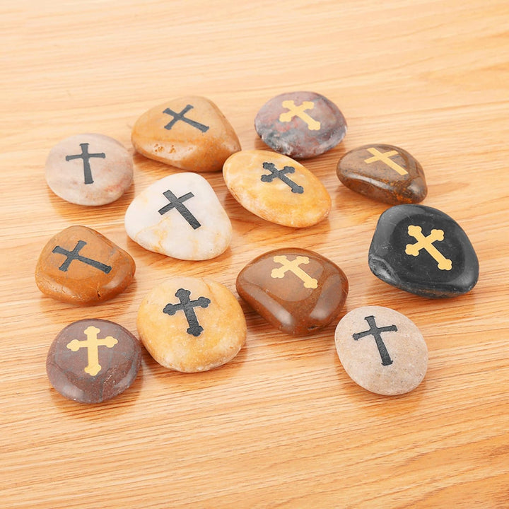 ROCKIMPACT 12 Kreuz Steine mit Kreuz Glück Gravierte Steine Gravur Inspirierende Ermutigung Dankbark