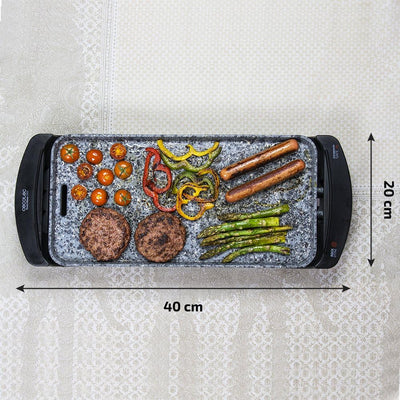 Cecotec Elektrische Grillplatte Rock&Water 2000.RockStone Steinverkleidung, Einstellbarer Thermostat