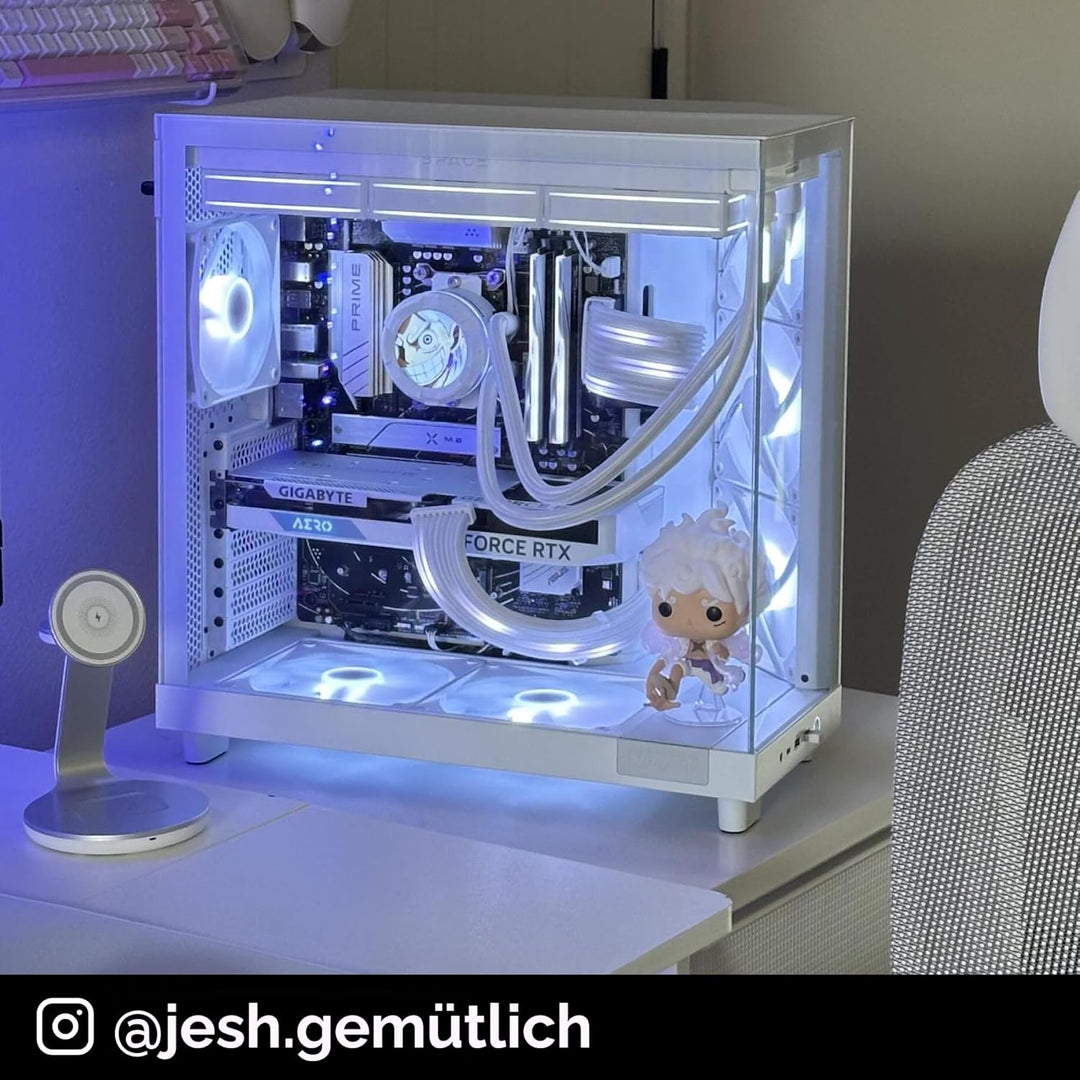 NZXT H6 Flow | CC-H61FB-01 | Kompaktes Mid-Tower Gehäuse mit zwei Kammern | Glaspaneele mit Panorama