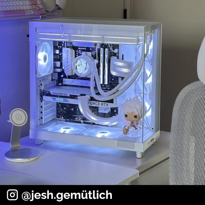 NZXT H6 Flow | CC-H61FB-01 | Kompaktes Mid-Tower Gehäuse mit zwei Kammern | Glaspaneele mit Panorama