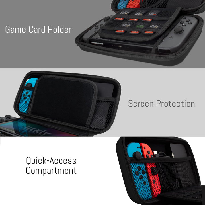 Orzly Tragetasche Kompatibel mit Nintendo Switch und New Switch OLED-Konsole - Schwarze schützende H