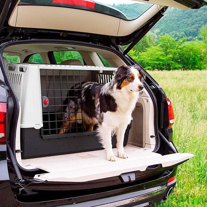Ferplast Hundebox Auto Atlas CAR 100, Ablagefach, Doppelte Schiebeöffnung mit Sicherheitshaken, Abtr