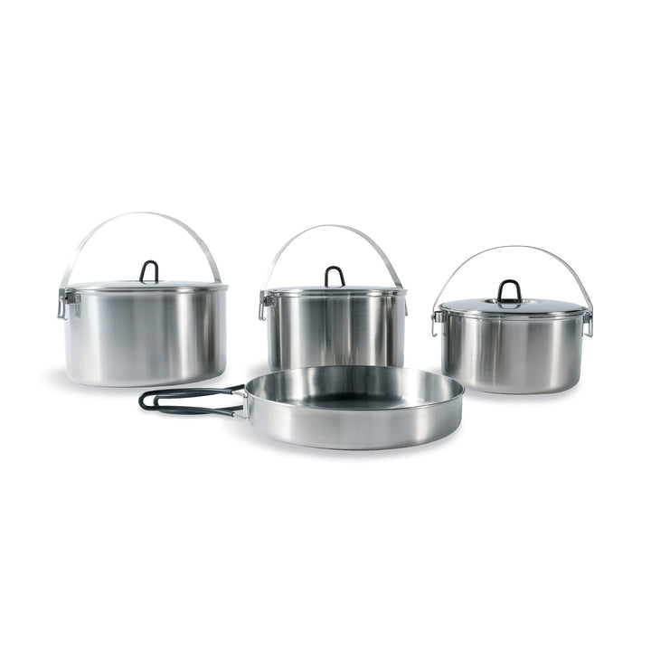Tatonka Family Cook Set L (4-teilig) - Camping-Kochgeschirr aus Edelstahl - Bestehend aus einer Pfan