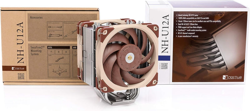 Noctua NH-U12A, CPU Kühler in Premium-Qualität mit leisen NF-A12x25 PWM Hochleistungslüftern (120mm,