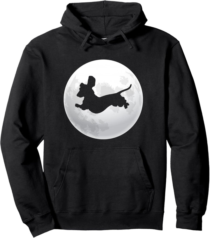 Dackel Dackelhund Silhouette Retro Mond Geschenk Pullover Hoodie